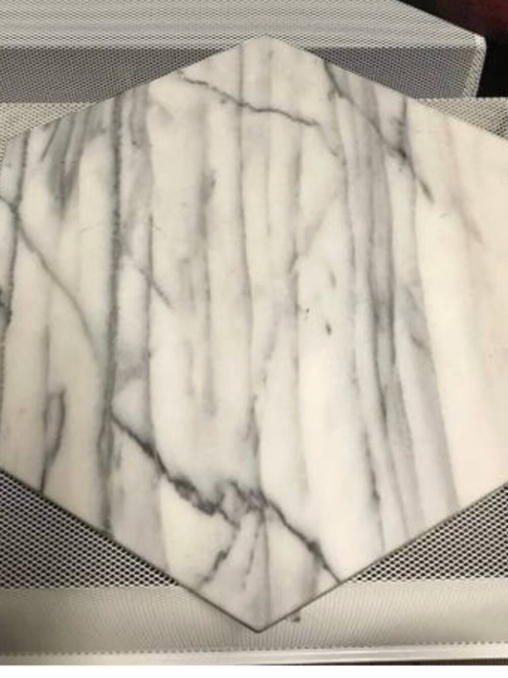 West Elm Hexagonal White Marble Decorative Tabletop Piece